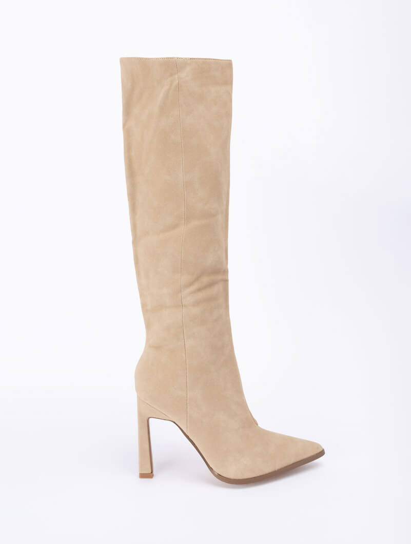 Bottes Topshop à Talons En Daim Noir - Occasion Bon état - Look Rétro Chic