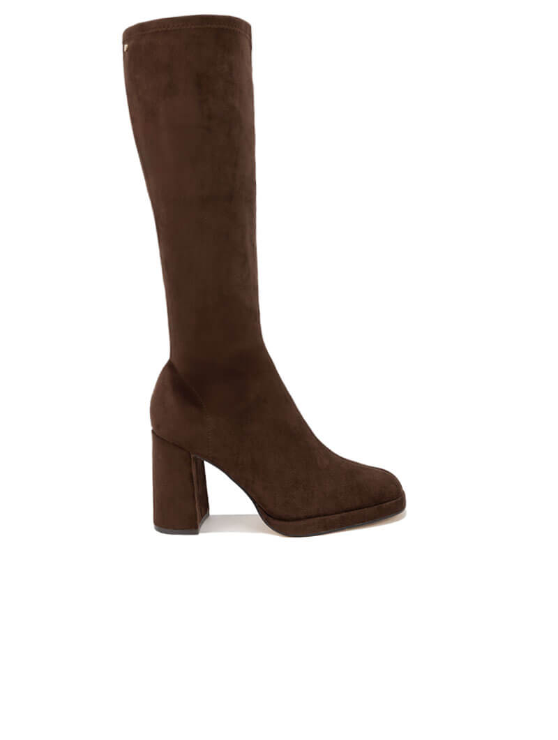 Bottines Femme Mi-mollet En Suédine - Talon Confortable, Semelle Antidérapante, Style Tendance Pour L’hiver