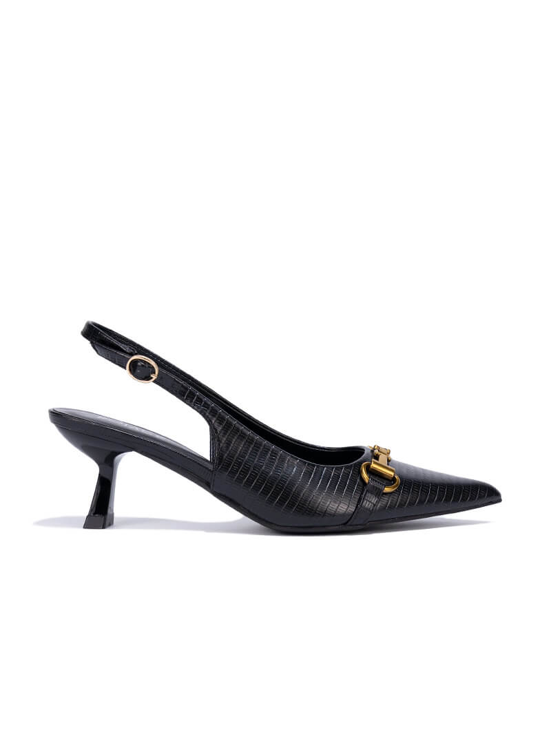 Escarpins Sanche De La Rosa En Cuir Noir - Petit Talon (2-7 Cm) - Pointure 35 - Occasion TBE