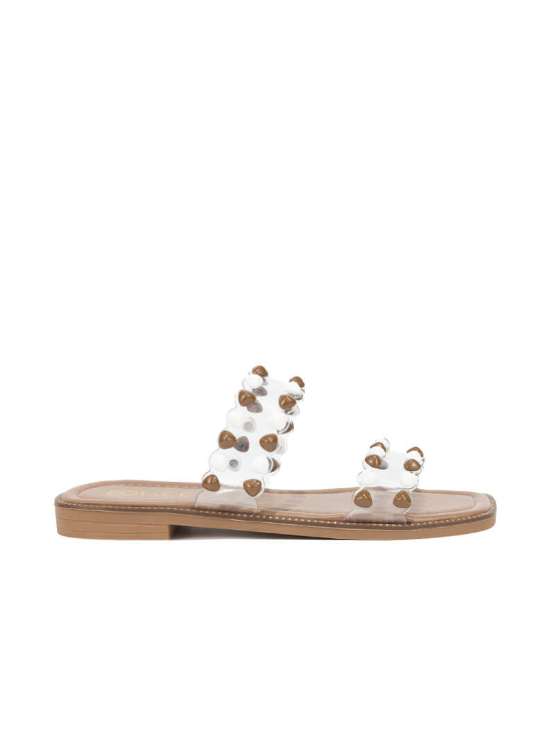 Mules transparentes à motifs